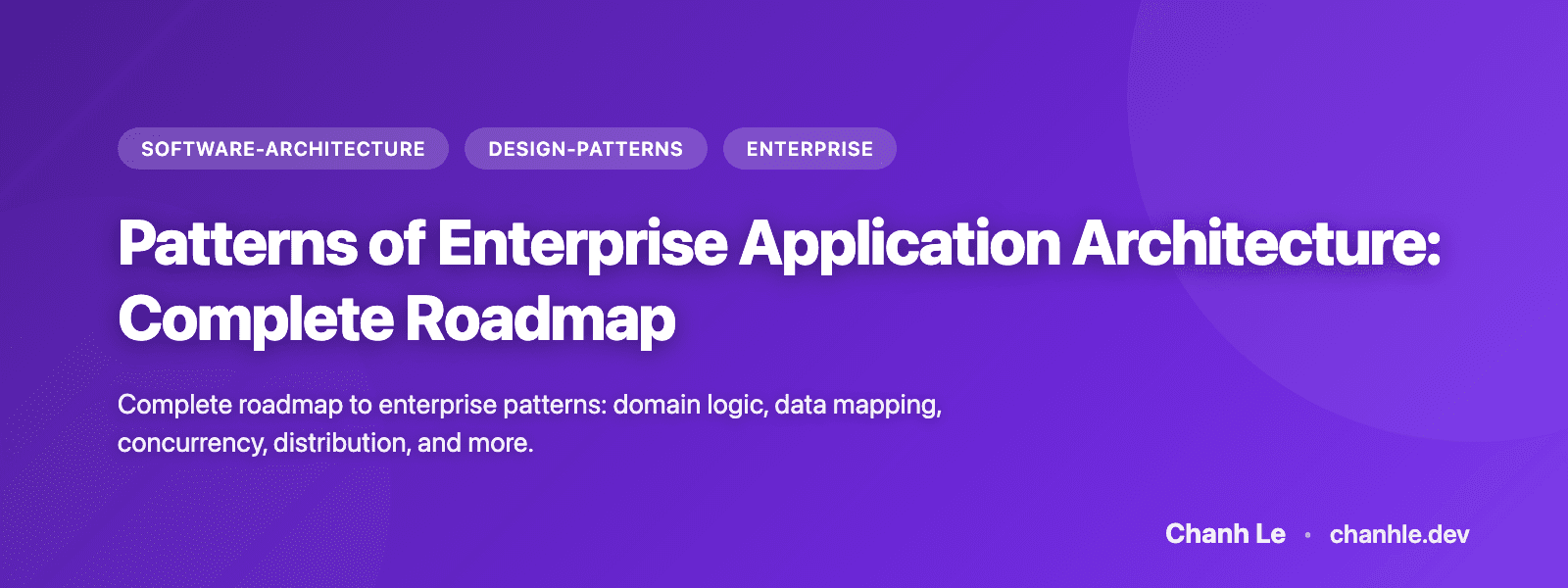 Patterns of Enterprise Application Architecture: Complete Roadmap