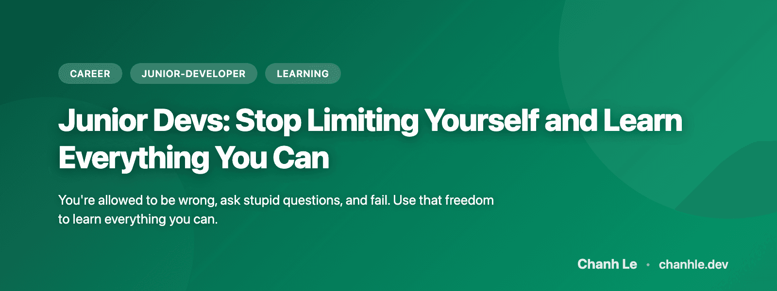 Junior Devs: Stop Limiting Yourself and Learn Everything You Can